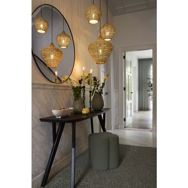 Light en Living Poef 38x38x45 cm NALANI bouclé donker groen