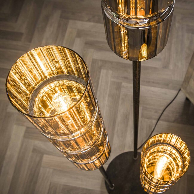 WoonStijl Vloerlamp 3L getrapt cylinder glas