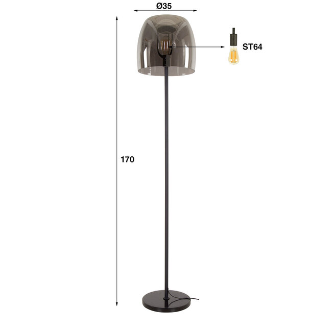 WoonStijl Vloerlamp 1L drift glass