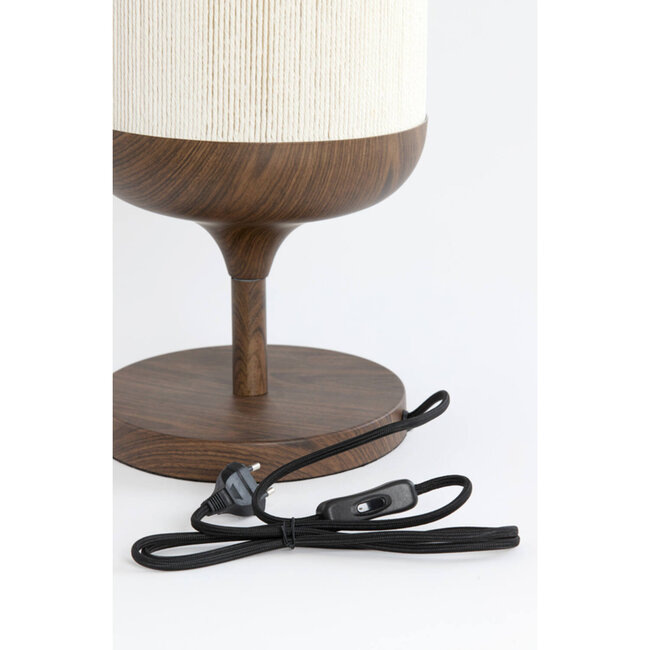 Light en Living Tafellamp Ø22,5x50 cm DANIA hout print d bruin+touw crème