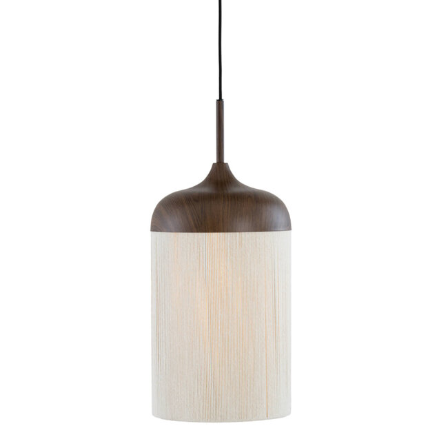 Light en Living Hanglamp 3L 90x22x32 cm DANIA hout print d bruin+touw crème