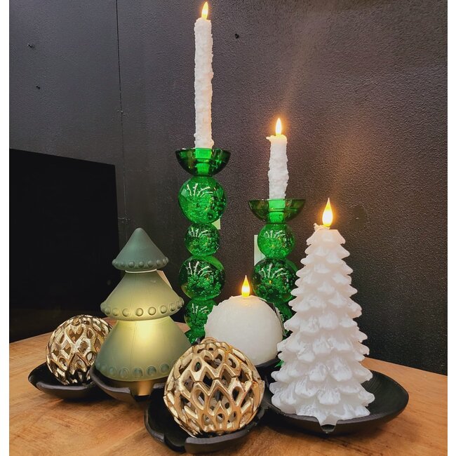 Light & Living Kaarsenhouder Ø10x26,5 cm ITINGA glas bubbel groen