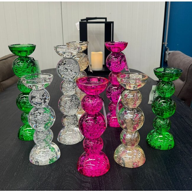 Light en Living Kaarsenhouder Ø10x26,5 cm ITINGA glas bubbel groen