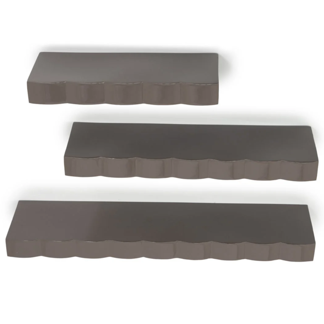 By Boo Wandplank Prinz set van 3- dark taupe