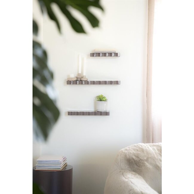 By Boo Wandplank Prinz set van 3- dark taupe