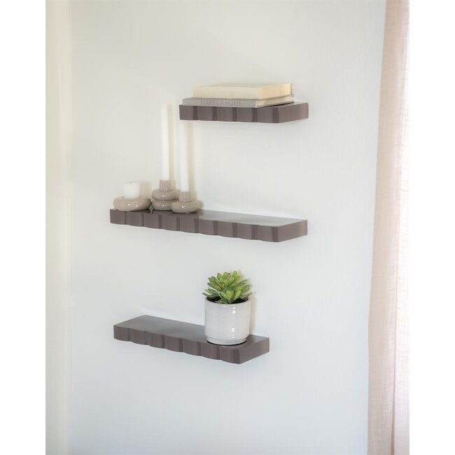 By Boo Wandplank Prinz set van 3- dark taupe