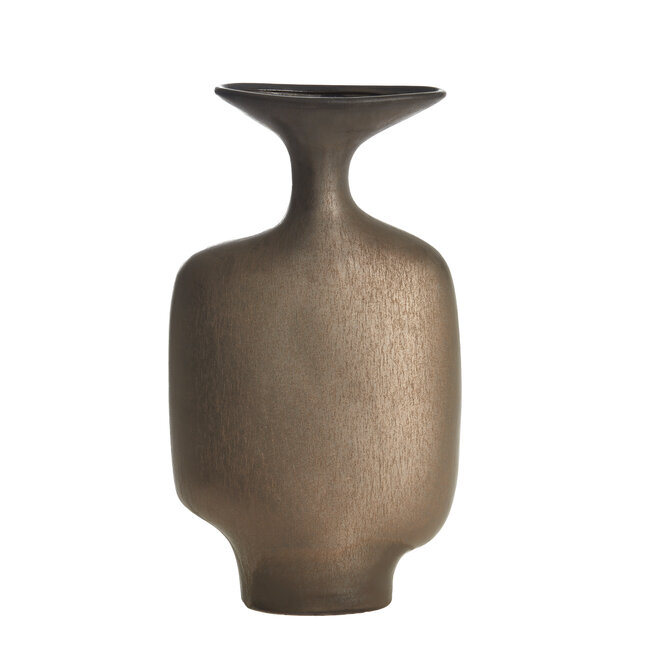 Light en Living Vaas deco 23x9,5x40,5 cm TROVO keramiek mat donker brons