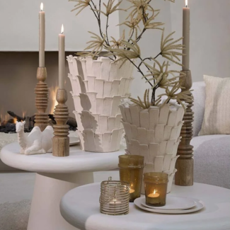 Light en Living Vaas deco 27,5x27x34 cm BANYA keramiek mat crème Light en Living Vaas deco 27,5x27x34 cm BANYA keramiek mat crème