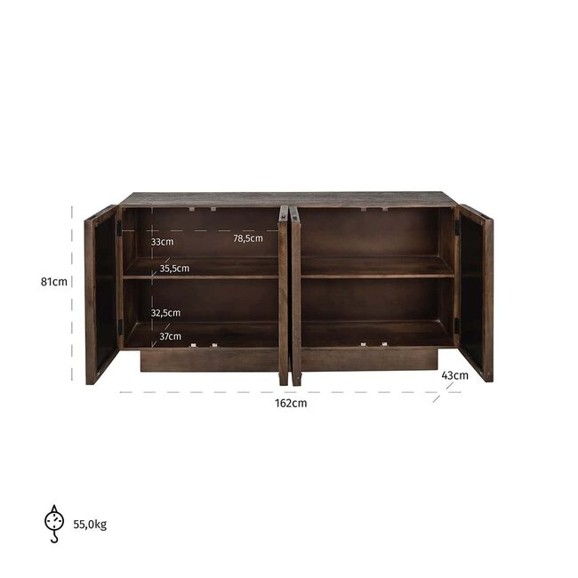 Richmond Interiors  Dressoir Bryant 4-deuren Bruin