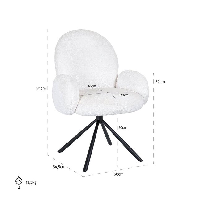 Richmond Interiors  Draaifauteuil Jolie Sheep 02 Wit