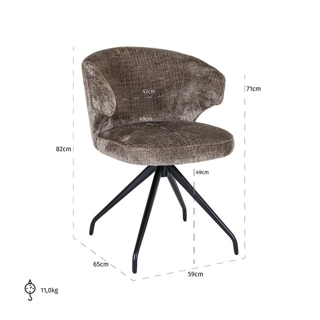 Richmond Interiors  Draaistoel Milly Niagara 104 Stone Chenille