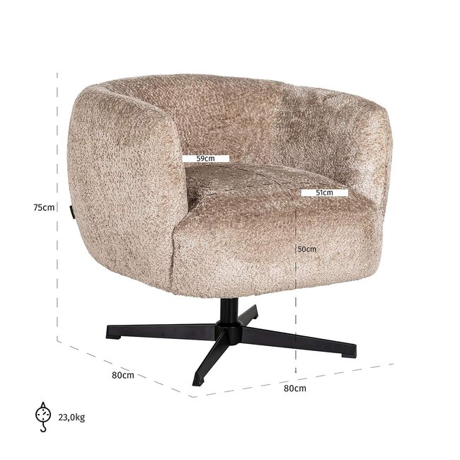 Richmond Interiors  Draaifauteuil Estelle Sheep Nature