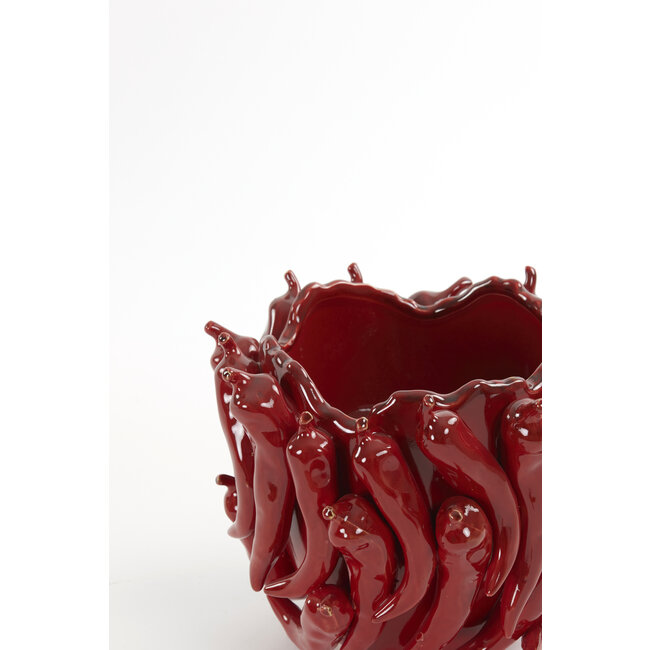 Light en Living Vaas deco 25,5x24,5x20,5 cm PEPPER  keramiek rood