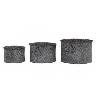 Light en Living Bloempot S/3 Ø21x13+Ø26x17+Ø31x20 cm INDICA zink grijs Light en Living Bloempot S/3 Ø21x13+Ø26x17+Ø31x20 cm INDICA zink grijs