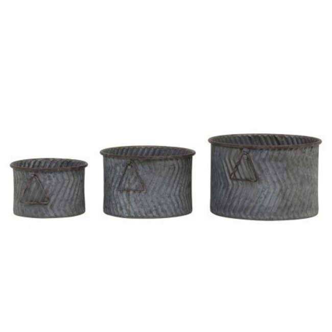 Light en Living Bloempot S/3 Ø21x13+Ø26x17+Ø31x20 cm INDICA zink grijs