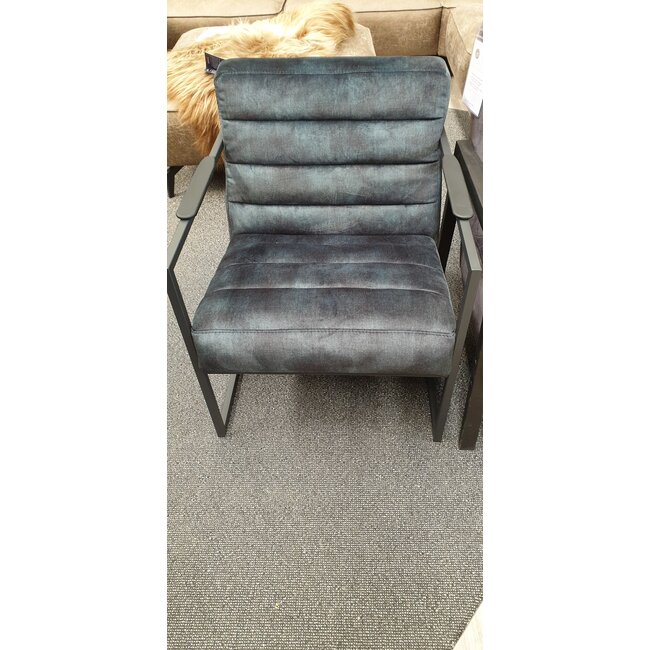 Het Anker Showroommodel Fauteuil Skipper Black & Blue vintage velvet