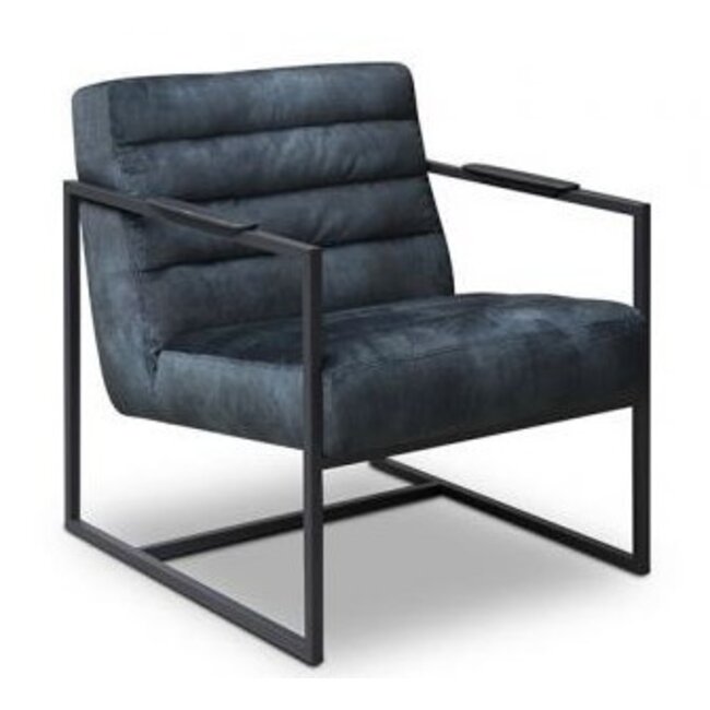 Het Anker Showroommodel Fauteuil Skipper Black & Blue vintage velvet