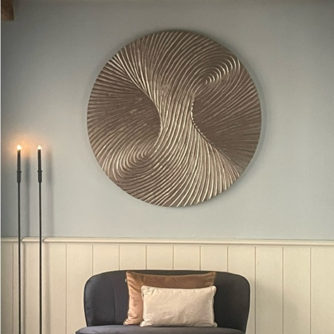 PTMD Wandornament Wiktor Bruin MDF rond swirl carved L