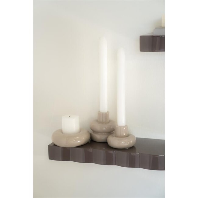 By Boo Wandplank Prinz set van 3- dark taupe