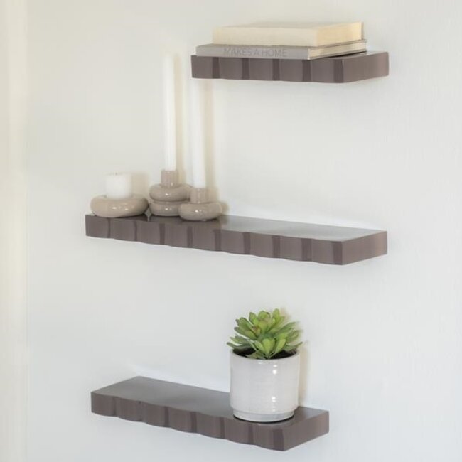 By Boo Wandplank Prinz set van 3- dark taupe