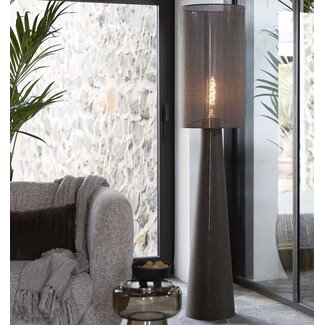 Light en Living Vloerlamp Ø38x180 cm MICKY linnen  bruin Light en Living Vloerlamp Ø38x180 cm MICKY linnen  bruin