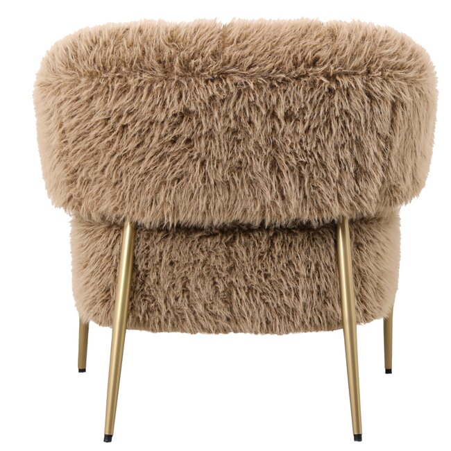 PTMD Fauteuil Hair bruin met gouden onderstel