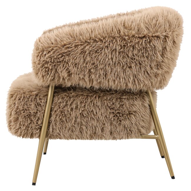 PTMD Fauteuil Hair bruin met gouden onderstel