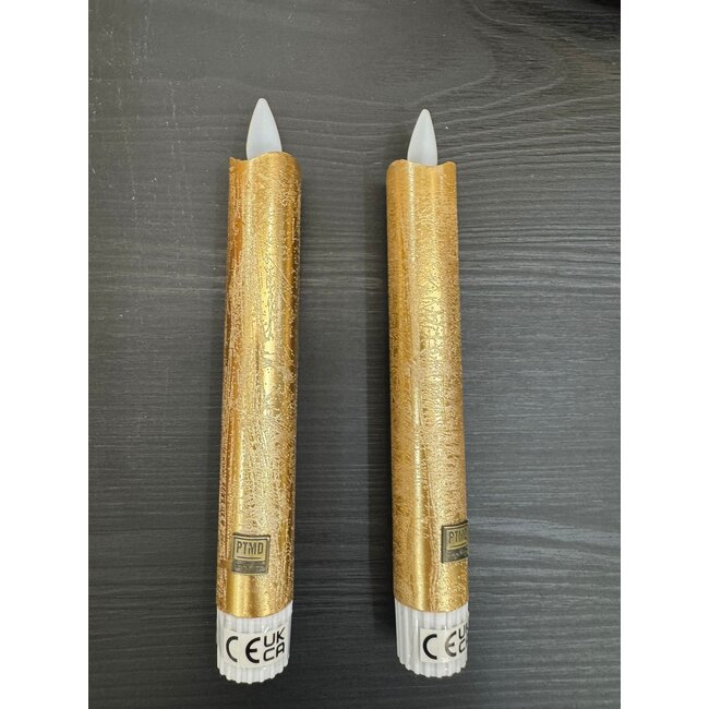 PTMD LED Dinerkaars rustiek goud beweegbare vlam 2 stuks - kort model