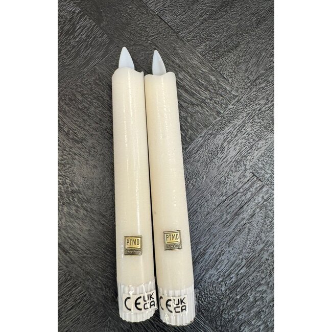 PTMD LED Dinerkaars rustiek wit beweegbare vlam 2 stuks - kort model