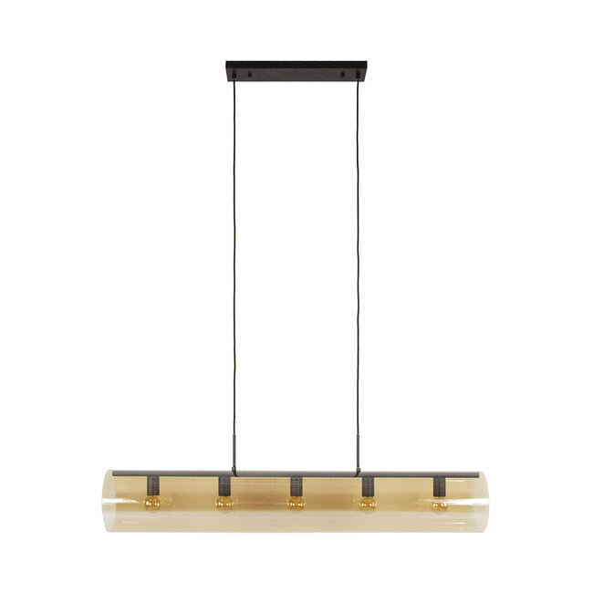 WoonStijl Hanglamp 5L tube amber glas