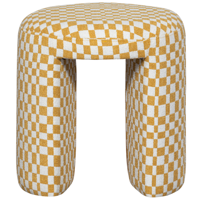 Woood CHARLIE gestoffeerde kruk ruit dessin geel