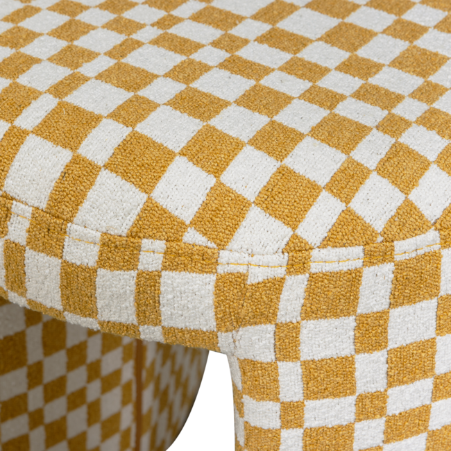 Woood CHARLIE gestoffeerde kruk ruit dessin geel