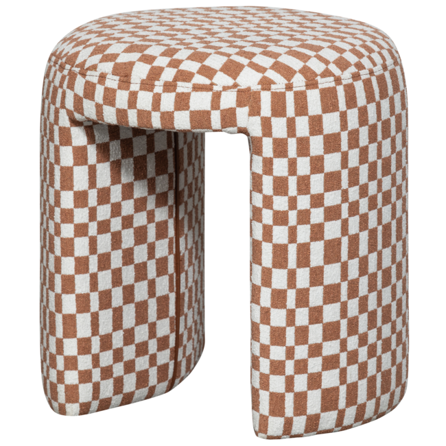 Woood CHARLIE gestoffeerde kruk ruit dessin oranje