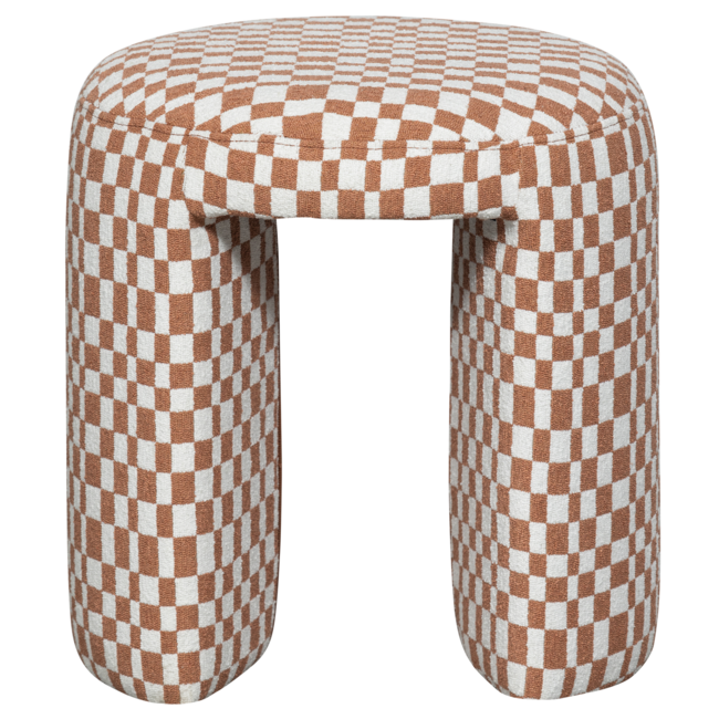 Woood CHARLIE gestoffeerde kruk ruit dessin oranje
