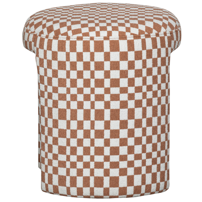 Woood CHARLIE gestoffeerde kruk ruit dessin oranje