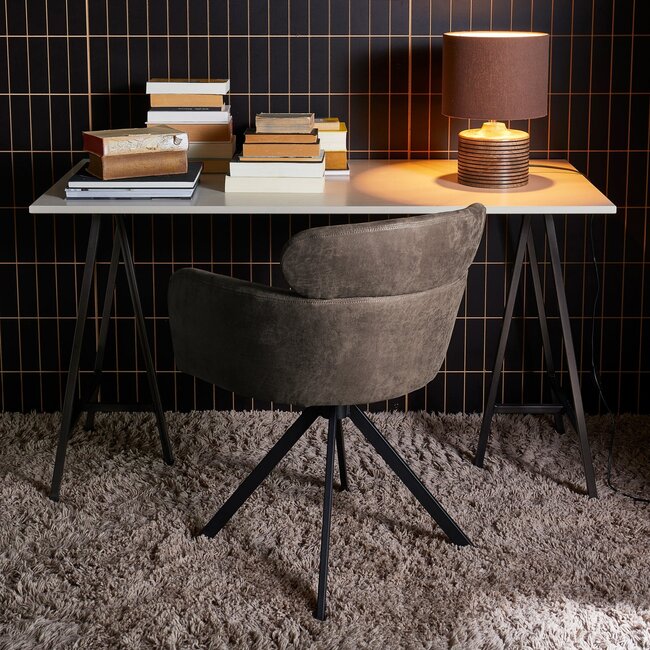 Woood Fenne draaibare eetkamerstoel leerlook zwart/grijs