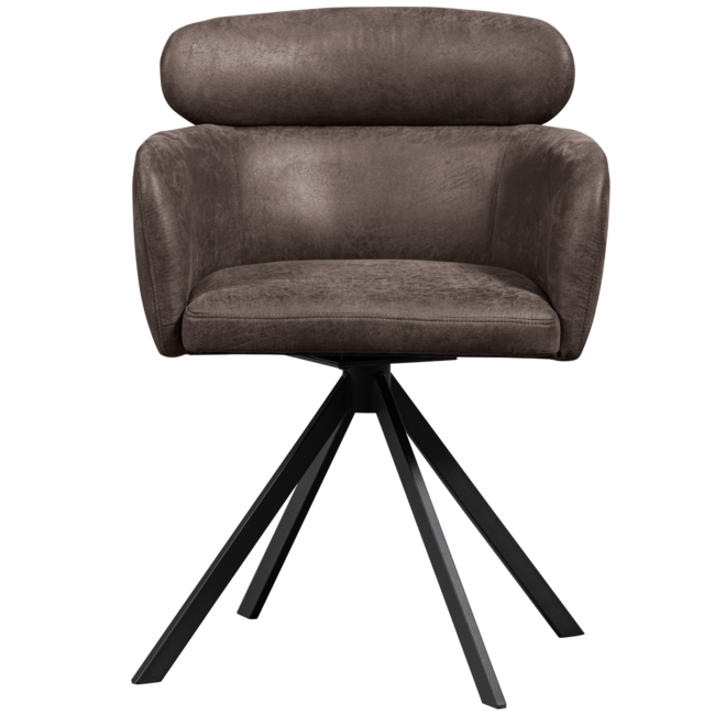 Woood Fenne draaibare eetkamerstoel leerlook zwart/grijs