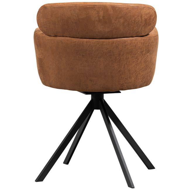 Woood Fenne draaibare eetkamerstoel leerlook cognac