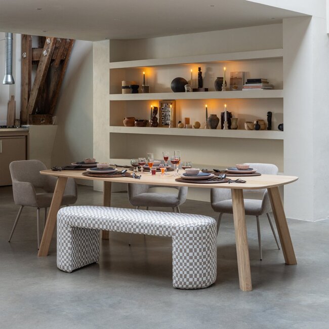 Woood JACOB bankje ruit dessin zand