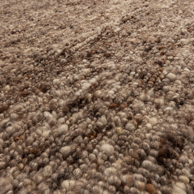 Woood EFIA vloerkleed rond wol bruin melange O200CM