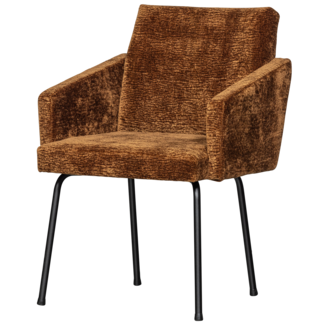 Woood MOUNT eetkamerstoel met armleuning 3D chenille midden bruin