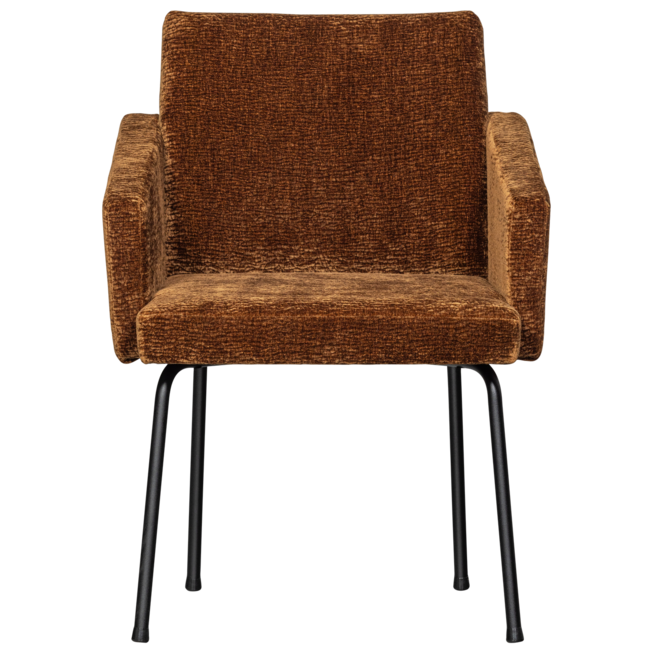 Woood MOUNT eetkamerstoel met armleuning 3D chenille midden bruin