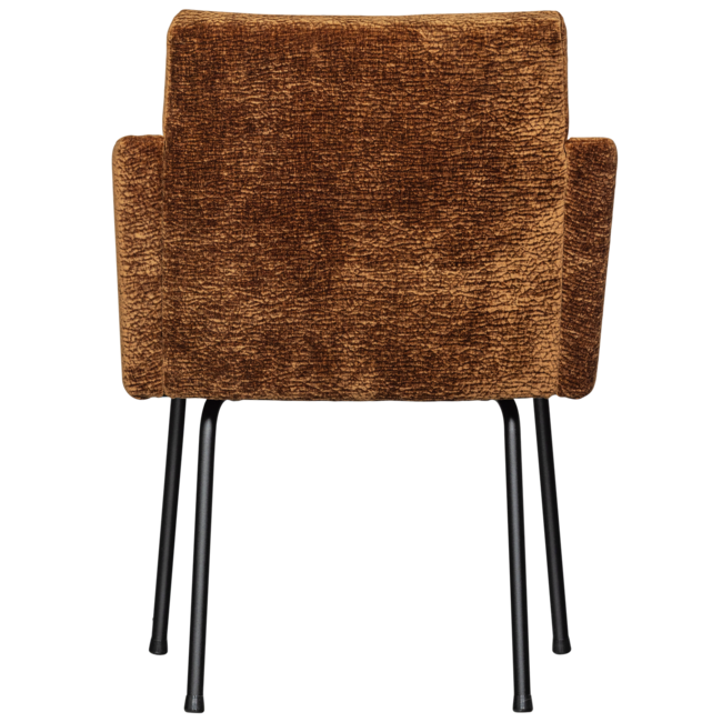 Woood MOUNT eetkamerstoel met armleuning 3D chenille midden bruin