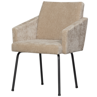 Woood MOUNT eetkamerstoel met armleuning 3D chenille zand