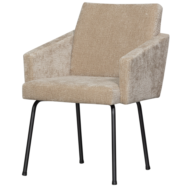 Woood MOUNT eetkamerstoel met armleuning 3D chenille zand