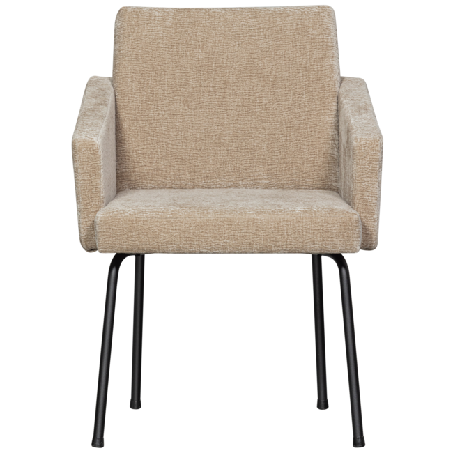 Woood MOUNT eetkamerstoel met armleuning 3D chenille zand