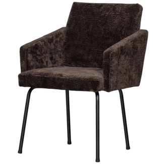 Woood MOUNT eetkamerstoel met armleuning 3D chenille donkerbruin