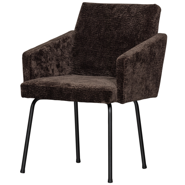 Woood MOUNT eetkamerstoel met armleuning 3D chenille donkerbruin