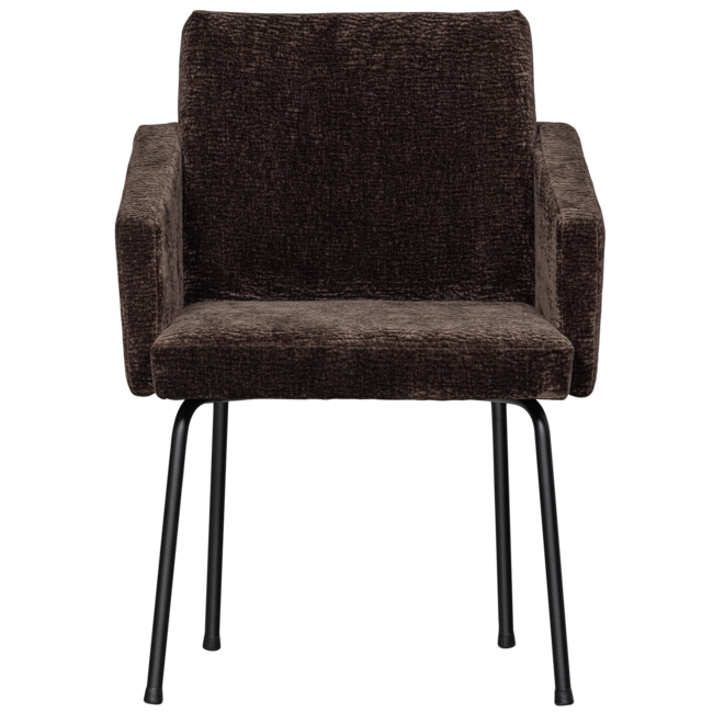 Woood MOUNT eetkamerstoel met armleuning 3D chenille donkerbruin