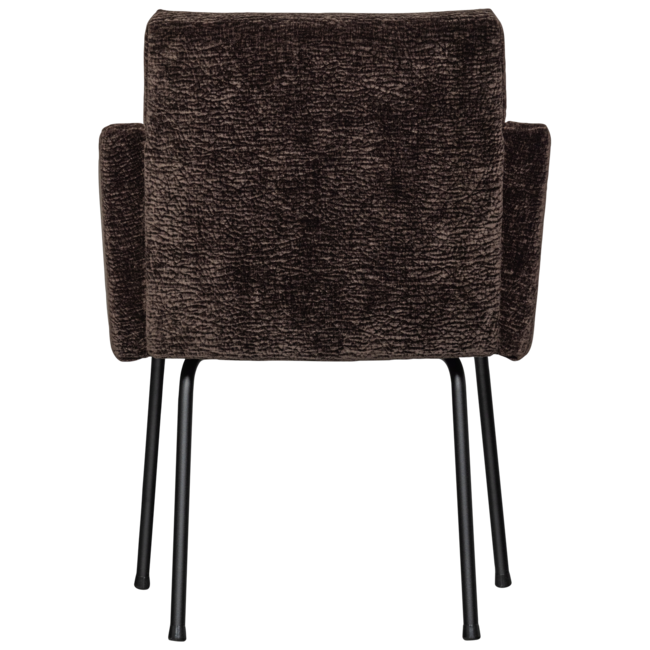 Woood MOUNT eetkamerstoel met armleuning 3D chenille donkerbruin